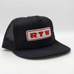 Vintage RTW Snapback Trucker Hat Mesh Cap Advertising Black Red